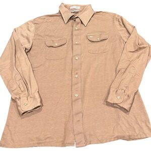 Christian Dior vintage XL men button up dress shirt tan brown READ